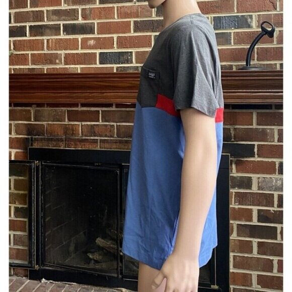 Perry Ellis Men's  Large Blue/Gray/Red Short Sleeve Crew Neck T-Shirt Cotton New - Picture 10 of 11